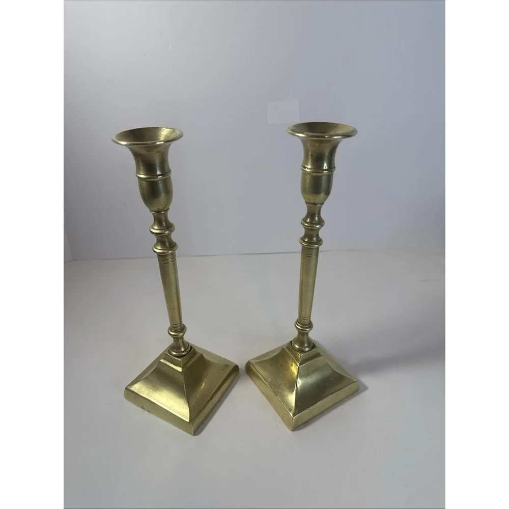 Vintage Pair Of Solid Brass Candle Stick Holder 9.5